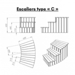 Escaliers type C pour bain nordique en bois