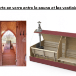 Porte en verre entre le sauna et les vestiaires pour sauna exterieur