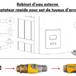 Robinet deau externe Adaptateur rapide pour set de tuyaux darrosage pour bain nordique en bois