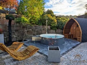 Sauna extérieur jardin iglu bain nordique wpc – thermobois avec poêle à granulés ou à bois (2)