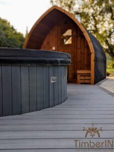 Sauna extérieur jardin iglu bain nordique wpc – thermobois avec poêle à granulés ou à bois (4)