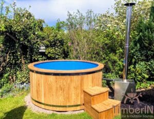 Wood heated hot tub