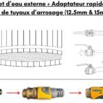 Robinet deau externe Adaptateur rapide pour set de tuyaux darrosage 12.5mm 15mm