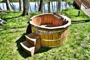 Wooden hot tub thermowood deluxe spa model 16