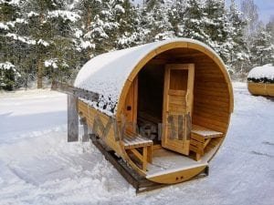 Barrel garden sauna with canopy terrace and electric heater 25