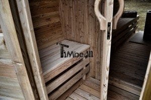 Barrel outdoor garden sauna with panoramic window 15