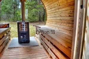 Barrel outdoor garden sauna with panoramic window 25