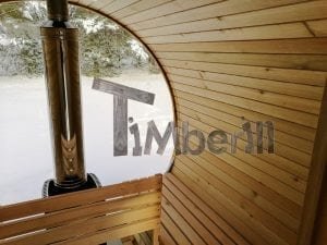 Outdoor garden sauna with full panoramic glass 18