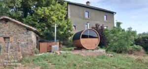 Sauna extérieur tonneau traditionnel 185 Timberin nordic barrel™ classic (3)