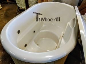 Oval hot tub for 2 persons with fiberglass liner 11