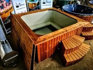 Wood fired hot tub square rectangular model with external wood burner 3