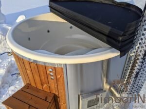 Wood fired hot tub with jets with external wood burner 11
