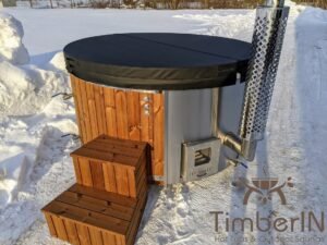 Wood fired hot tub with jets with external wood burner 12