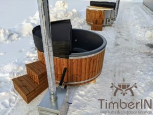 Wood fired hot tub with jets with external wood burner 25