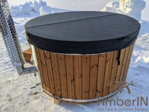 Wood fired hot tub with jets with external wood burner 27