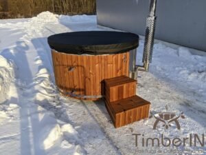 Wood fired hot tub with jets with external wood burner 29
