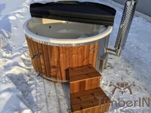 Wood fired hot tub with jets with external wood burner 6