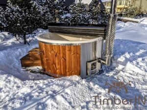 Wood fired hot tub with jets with integrated wood burner 1