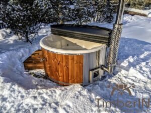 Wood fired hot tub with jets with integrated wood burner 17