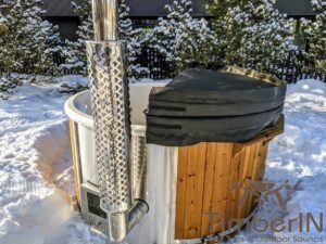 Wood fired hot tub with jets with integrated wood burner 21
