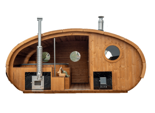 Sauna ovale extérieur avec bain nordique intégré (1)