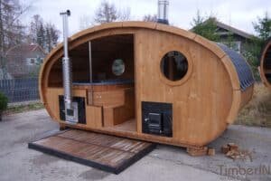 Sauna ovale extérieur avec bain nordique intégré (54)